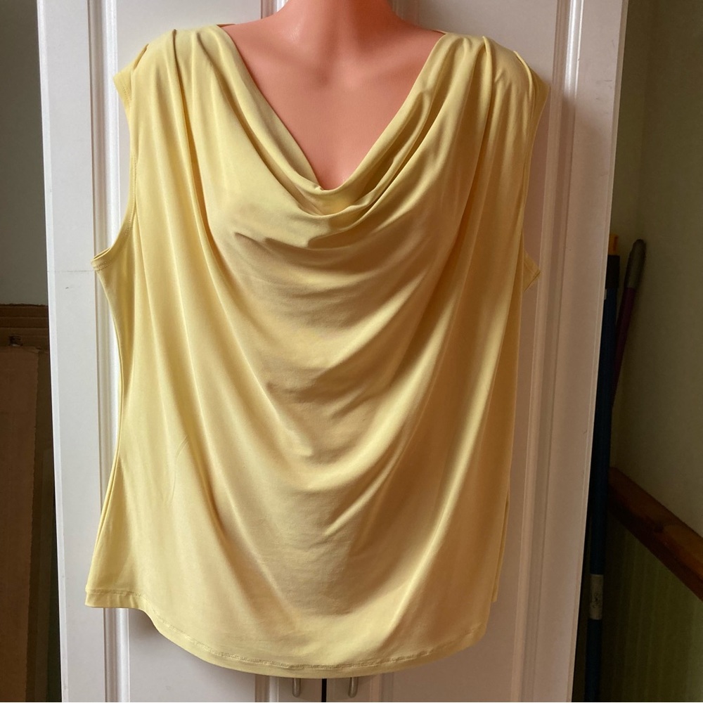 Soft, yellow, Cowell, swoop neck, ladies blouse,XL